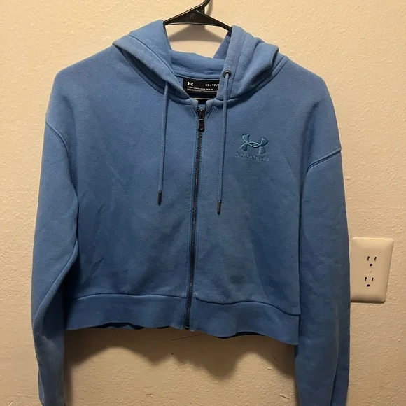 Under Armour Light Blue Cropped Full-Zip Hoodie - Picture 2 of 6